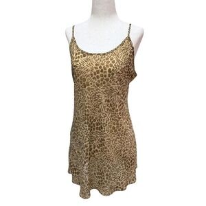 VTG Y2K 2000s Victoria's Secret Brown & Tan Animal Leopard Print Slip Dress